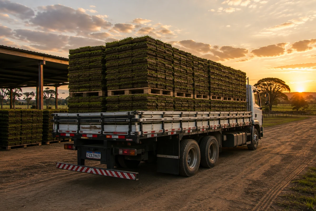 Transporte da grama até o destino